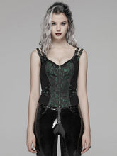 Black & Green Steampunk Jacquard Waistcoat