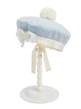 Pink/Blue/Green Sailor Lolita Beret with White Dove Embroidery and Fluffy Pom-Pom