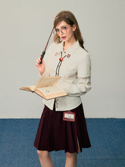 Clearance - Size S for Waist 66cm Gryffindor Dark Red Side Slit Preppy Sytle Pleated Skirt Harry Potter and KYOUKO Collaboration