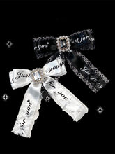 Black/White Jirai Kei Beads and Rhinestone Landmine Style Bow Tie