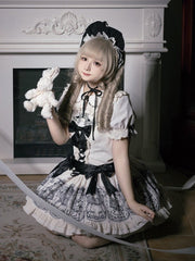 Beige Peter Pan Collar Doll Print Dropped Waist Lolita One Piece