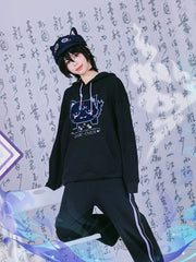 Genshin Impact Wanderer Fan Art Black Plush Kitty Hoodie