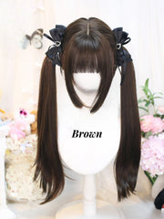 Brown/Dark Brown/Black Princess Cut Under Bust Length Straight Wig with Full Bangs