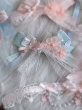 Pink & Blue Bowknot Hairclip with Cherry Blossom Decorations