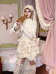 Creamy Bunny Ears Winter Fuzzy Knitted Hat