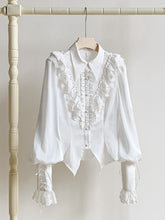 White Pointed Foldover Collar Gothic Lolita Long Sleeves Shirt
