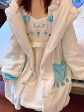 Beige and Blue/Pink Bunny Ears Hooded Sweet Winter Sleepwear