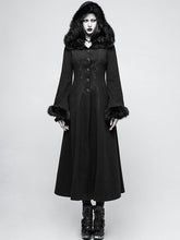Black Gothic Disc Flowers Long Worsted Coat