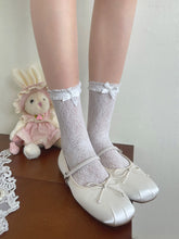 White Bow Trim Bubble Lace Socks