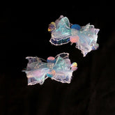 Iridescent Sequined Bow Hairclips with Seashell Accents