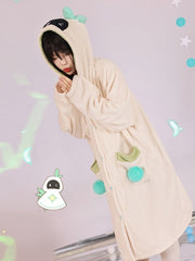 Genshin Imapct Venti Inspired Beige Plush Long Hooded Pajama