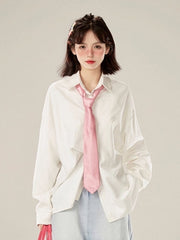 Clearance - Size for Bust 126cm Classic White Polo Shirt with Loose-Fit & Front Pocket