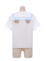 Puppy's Glory Sailor Collar Bowknot Details Blouse