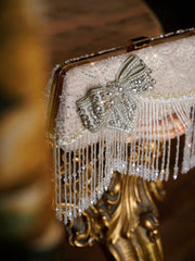 Sparkling Rhinestones Evening Clutch Purse with Handheld Bead Chain