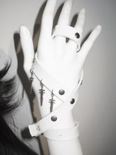White Stud Detail Sword Charm Punk Bracelet