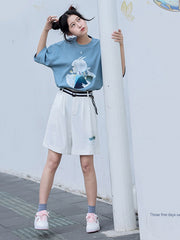 White Shorts with Waist Belt