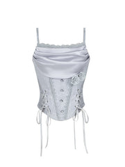 Silver Gray cowl Neckline Boned Witch Lolita Corset Top