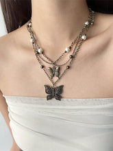 Y2K Multi-Layered Butterfly Pendant Beads Necklace