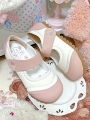 Sweet Lolita Pink Flat Shoes with Hook and Loop Strap