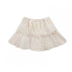 Ruffle Trim Brown Striped Skirt with Undies