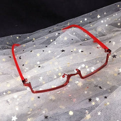 Wine Red/Black Cyberpunk Half-Frame Glasses