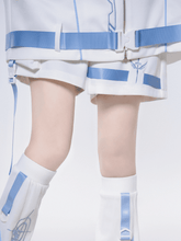 Tenshi Kaiwai White Sporty Shorts with Blue Snap Strap Details