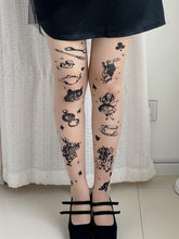 Nude Alice In Wonderland Vibes Tights With Clock And Bunny Print