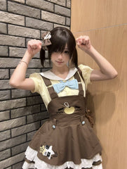 Yellow Shirt with Bear-Ear Sailor Collar and Bow