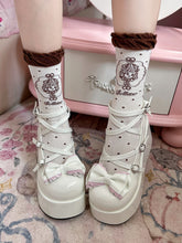 Coffee/Black/Red/Pink Anime Girl Polka-dot Pattern Lolita Calf Socks