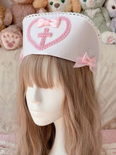 Lace Heart-shaped and Cross Accents Cosplay Nurse Lolita Hat with Bowknots – 5 Color Options