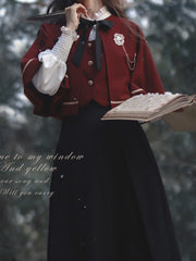 JK Uniform Red Cape with Self-tie Straps