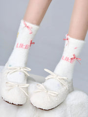 White/Yellow/Pink/Purple/Blue Plush Calf Socks