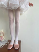 White Heart Pattern Hollow-out Lolita Tights