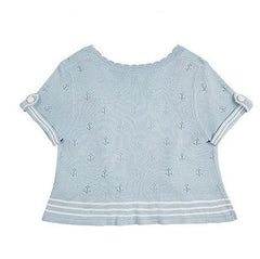 Blue Short-sleeved Perforated Knitted Lolita Cardigan