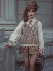 Detective Goose Embroidery Knitted Vest