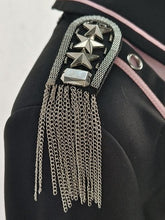 Silver Military Lolita Shoulder Badge with Star and Chain Accents