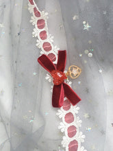 Wine Red/White Sweet Lolita Star-Heart Pendant Lace Choker
