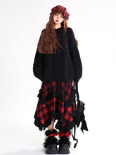 Plaid Pattern Red Handkerchief Hem Bowknots Skirt