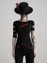 Urban Goth Black Asymmetric Design Knit Short-Sleeve Top