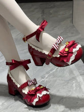 Wine Red Spoon Decorated Bowknot Details Sweet Lolita 5cm High Block Heels