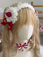 Sweet Lolita White Lace Hairband with Red Strawberry and Bowknot Decor