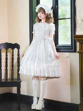 White Sweet Puff Sleeves High Waist Shiro Lolita Cotton Dress