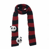 Red Striped Pattern Scarf with Panda Plushies