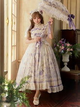 Curve-Friendly Fit Elegant Purple Floral Print Classic Lolita Jumper Skirt