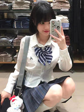 White Preppy Style Letter Embroidery JK Uniform Shirt