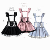 Lace-up High Waist Flutter Shoulder Straps Jirai Kei Skirt