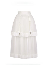 White Layered Tulle Gothic Lolita Skirt with Bow Details