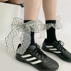 Polka-dot Bowknots Black/White Lolita Socks