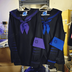 Landmine Style Sailor Collar Long Sleeve Top with Bunny & Scar Embroidery in 4 Colors