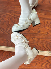 White Sweet Lolita 3cm/5cm Heeled Mary Janes with Bow Accents & Crisscross Straps